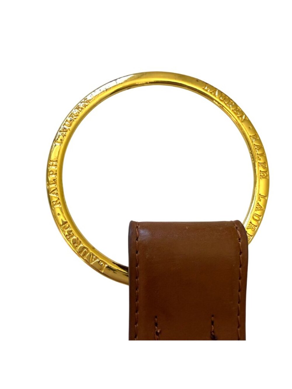 Lauren Ralph Lauren Women's Leather Belt Sz 10 Brown O-Ring Gold Tone Buckle - Picture 6 of 8